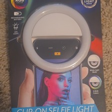 Rechargeable RGB LED Selfie Ring Light for Smartphone, Universal, White/Black