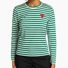 Comme des Gar ons PLAY Green Stripe Shirt Size M