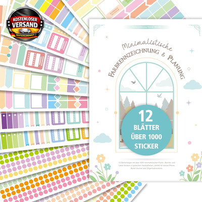 Bullet Journal Sticker Set 1000+ farbcodierte Labels für kreative Organisation u