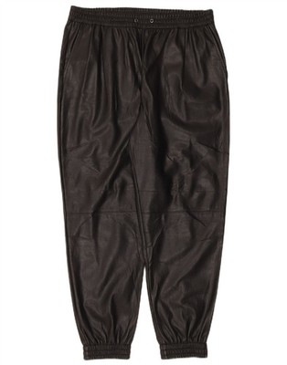 Zara Herren Pegged Kunstleder Hose Große W34 L28 Schwarz Polyethylen CD06