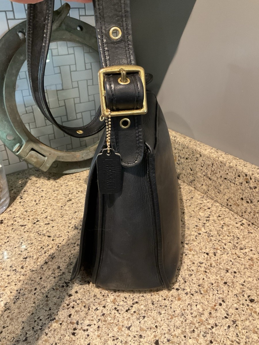 Coach Vintage Stewardess Bag Glovetanned Leather 9525 NYC Black | eBay