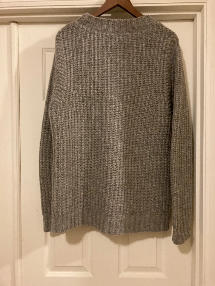 REI Cooperative 80% Wool 20% Nylon Gray Chunky Knit Round Neck Sweater - Image 2 of 2