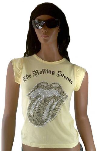 Amplified Rolling Stones Silver Rhinestone VIP T-Shirt S 38 UK