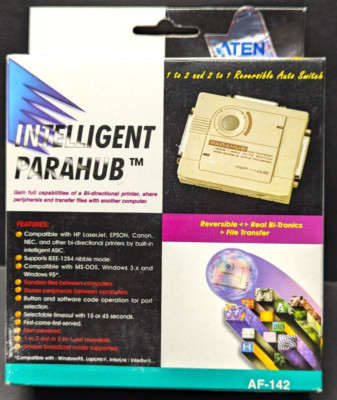 ATEN AF-142 Parahub IEEE-1284 Auto Switch Share Peripherals & Transfer Files New