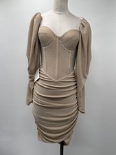 NWT Miss Circle Women's Long Sleeve Side Roched Kylie Mini Dress