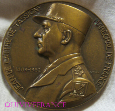 Médaille Maréchal Jean De Lattre De Tassigny En Bronze - XXe Siècle - Signée Pierre Turin
