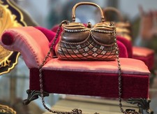 Elegant Metal MinaudiÈre Cocktail Bag With Swarovski Crystals/free Ship 2u/low48