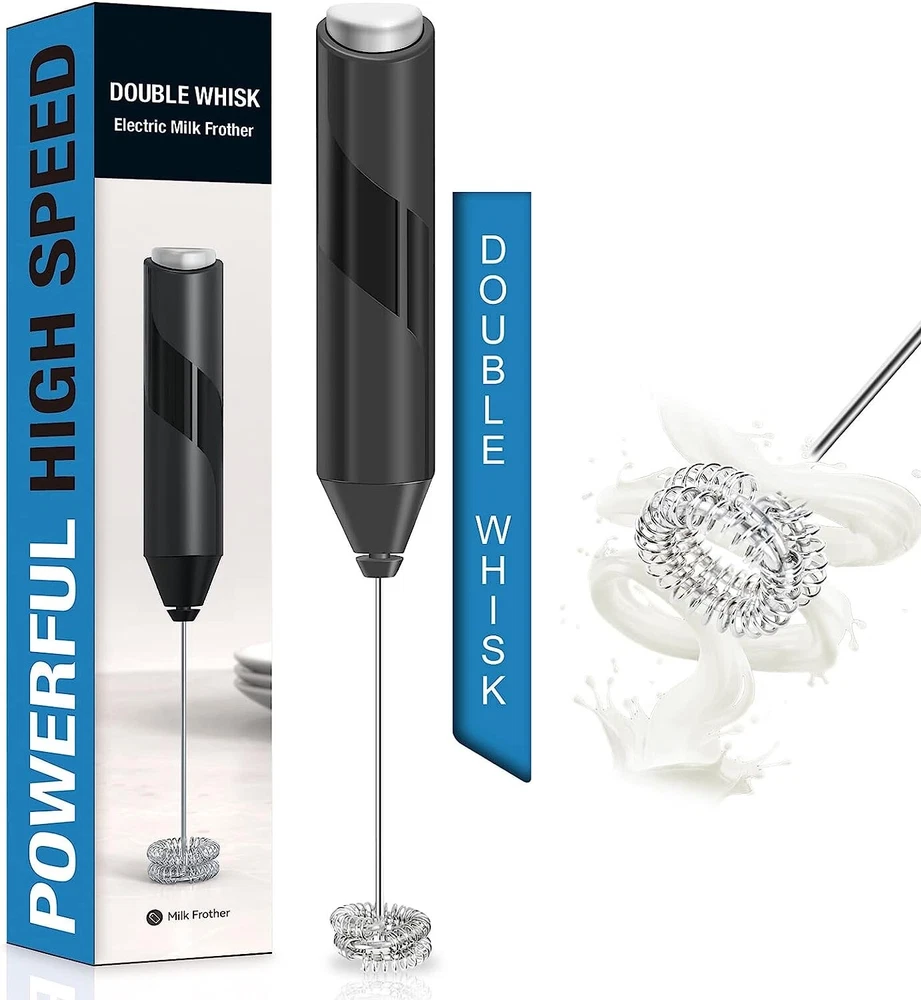 Milk Frother Handheld Double Whisk Foam Coffee Maker Electric Blender Stick