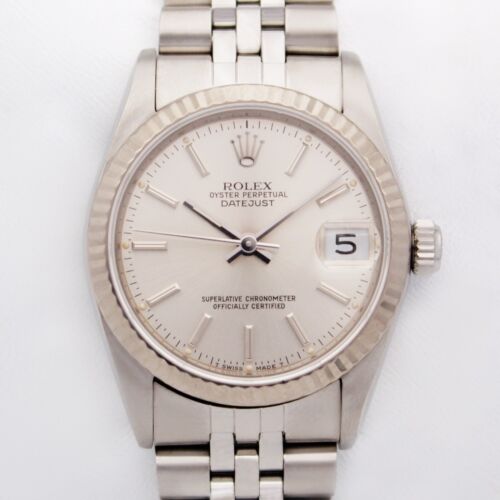 Rolex Datejust 31mm 68274 Silver Dial Steel Jubilee Band 18k Fluted Bezel w.B&P - Picture 1 of 11