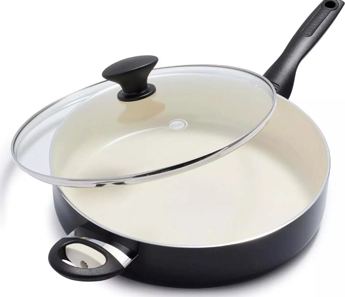 GreenPan Rio 5 Qt Ceramic Nonstick Saute Pan w/ Lid PFAS-Free Dishwasher Safe