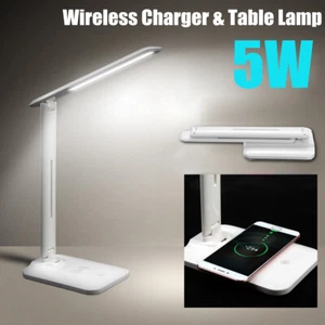 LED Lampe de bureau de table avec chargeur de téléphone sans fil Lumière de nuit à lecture tactile variable
