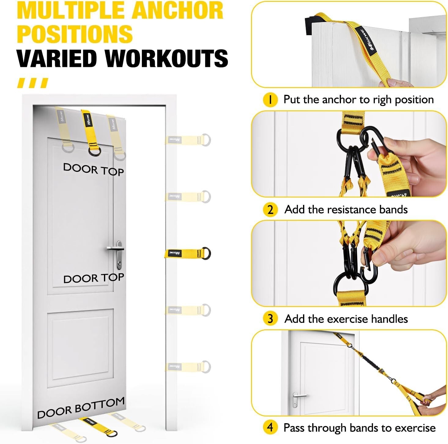 Home Gym Equipment Resistance Bands, Workout Bands with Handles, Door Anchor