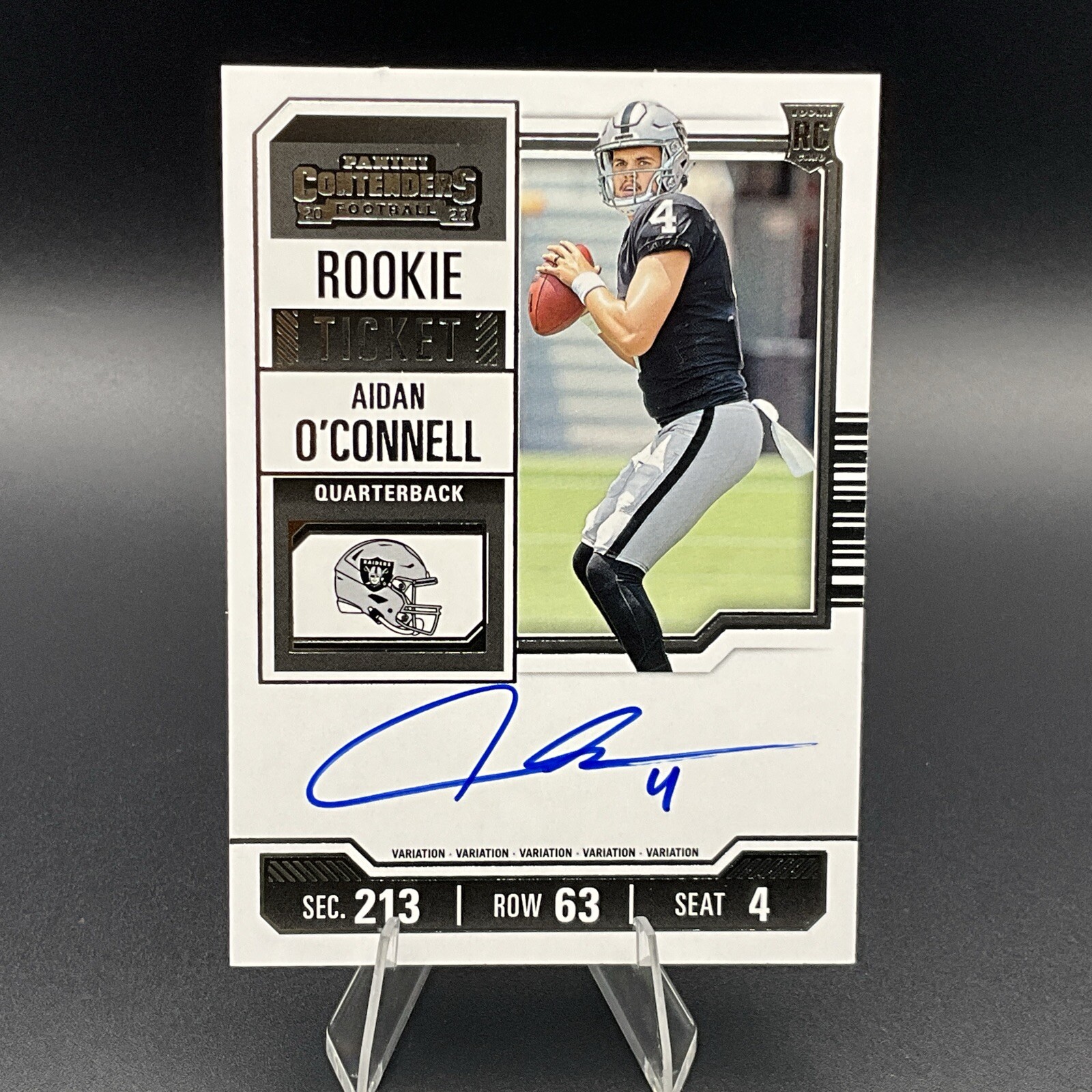 2023 Panini Contenders Aidan O'Connell Rookie Ticket RC Auto Raiders