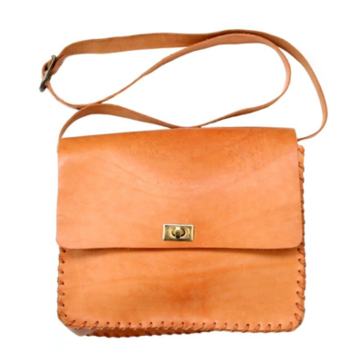 80s vintage genuine tan leather shoulder bag crossbody handbag 