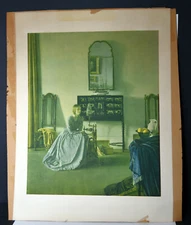 23" Vintage Print Young Woman Spinning Leonard Campbell Room Interior View