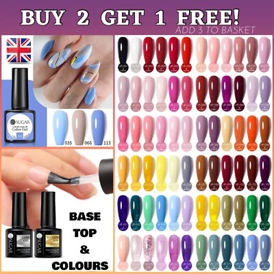 Nail Gel Polish Colours UR Sugar Base Top Coat Soak Off UV LED Colour Varnish UK