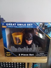 Batman DC Comics Great Smile Set 3 Piece Toothbrush, Holder  Rinse Cup