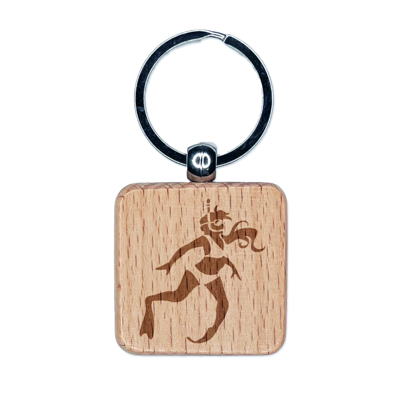 Swimmer Diver Snorkeling Woman Swimsuit Engraved Wood Square Keychain Tag Charm