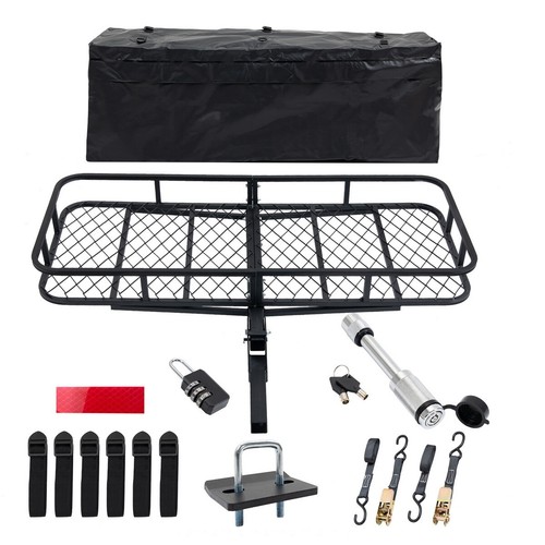 Folding Cargo Basket Trailer hitch cargo Carrier Rack Basket Trailer 550lbs eBay