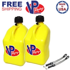 VP Racing 2 Pack Yellow 5.5 Gallon Square Utility Jug + 2 Deluxe Fill Hoses