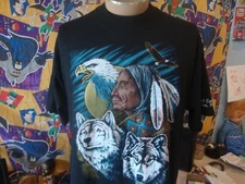 Vintage Indian Native American Wolf Crystal Cave T Shirt XL  