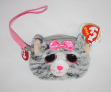TY Gear Collection KIKI Cat Kitty Zip Pouch Wristlet Gray Pink Bow Sparkle NWT