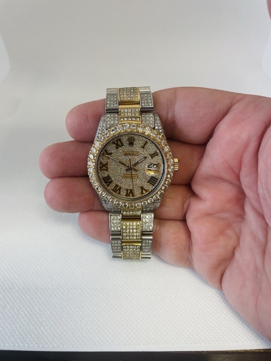 Rolex Datejust 36mm Roman Numeral Dial Two Tone Iced-Out Diamond