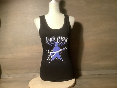 HAIR DRESSER / STYLIST TANK TOP WOMENS SIZE L OR XL BLACK NEW NWOT ''LOCKSTAR''