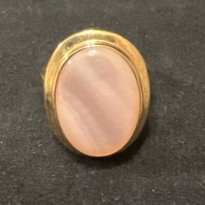 Sterling Silver Gold Tone Ring With Pink Stone Sz 7.25 EB270 