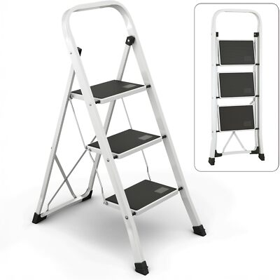 #ad #ad Steel Folding 2 3 Step Stool Ladder Adults With Soft Grip Handle 330 Lbs $36.18
