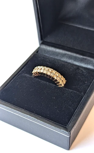 9ct double row diamond half eternity ring, size L