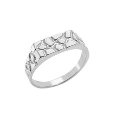Pinky Mens Nugget Ring in Sterling Silver