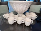 Vintage Jeannette Shell Pink Punch Set 12 Cups Ladle