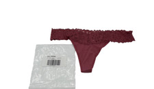 Victoria's Secret VS Women's XL Cotton Floral Lace-waist Thong Panty Wine
