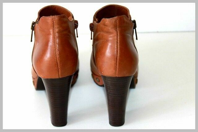 Bottes Minelli à Talons - Cuir Clouté Marron Clair - Taille 37 - Occasion Bon état