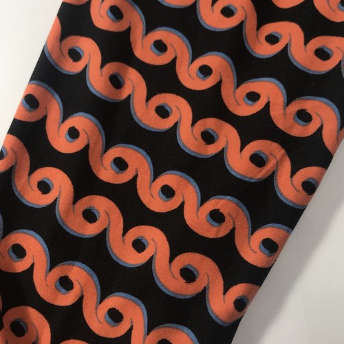 Lularoe OS Leggings Orange Navy Blue Circle Waves Rope Rare Stretchy Pants - Picture 2 of 4
