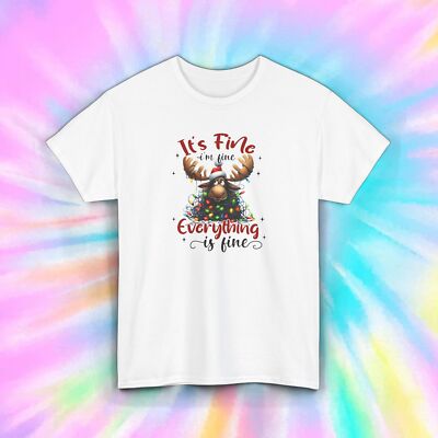 It s Fine Everything is Fine T-Shirt S-5XL Funny Christmas Lights Holiday Tee
