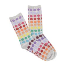 K. Bell Women's Circle Rainbow Crew Crew Socks 1 Pair, Grey, Women's 9-11