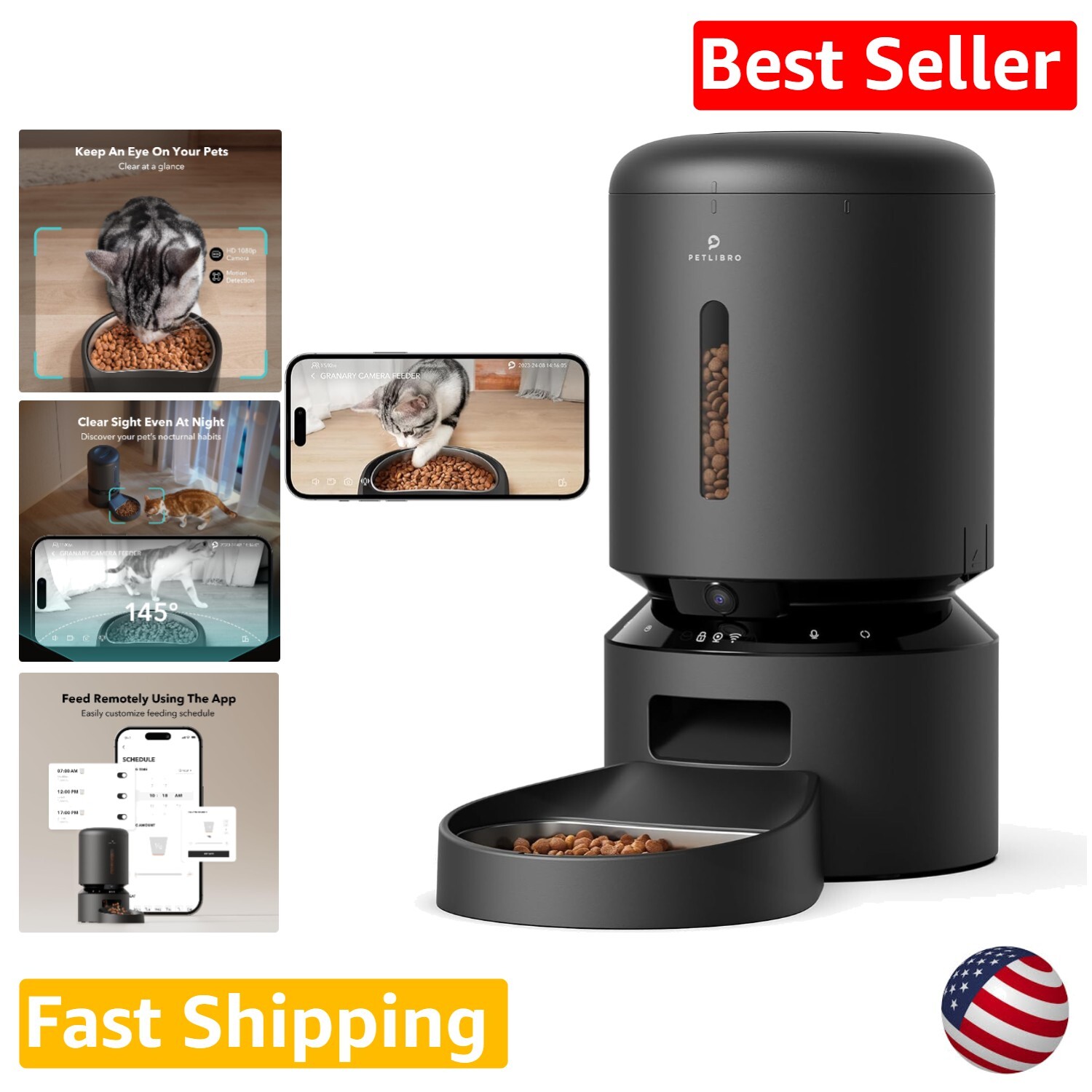 Smart WiFi Pet Feeder with Camera - 1080P HD Video & 2-Way Audio - Night Vision-image