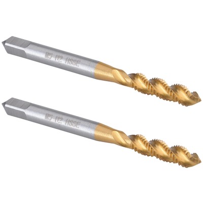 2pcs M5 X 0.8 Spiral Flute Tap Hss Titanium Coated Spiral Flute Plug Threading T