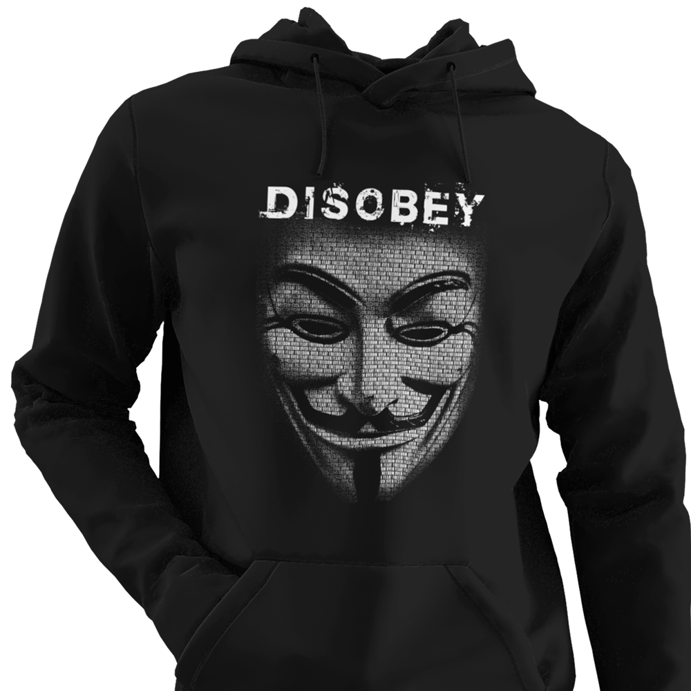 Anonymous Mask Disobey Hoodie Vendetta Freedom Over Fear Liberty