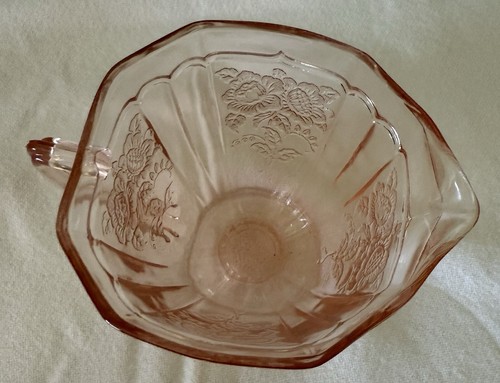 Vintage Anchor Hocking Mayfair Open Rose Pink Depression Glass Footed Creamer - Picture 5 of 5