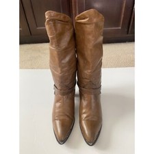 Vintage Zodiac Western Leather Slouch Heeled Boots Sz 9