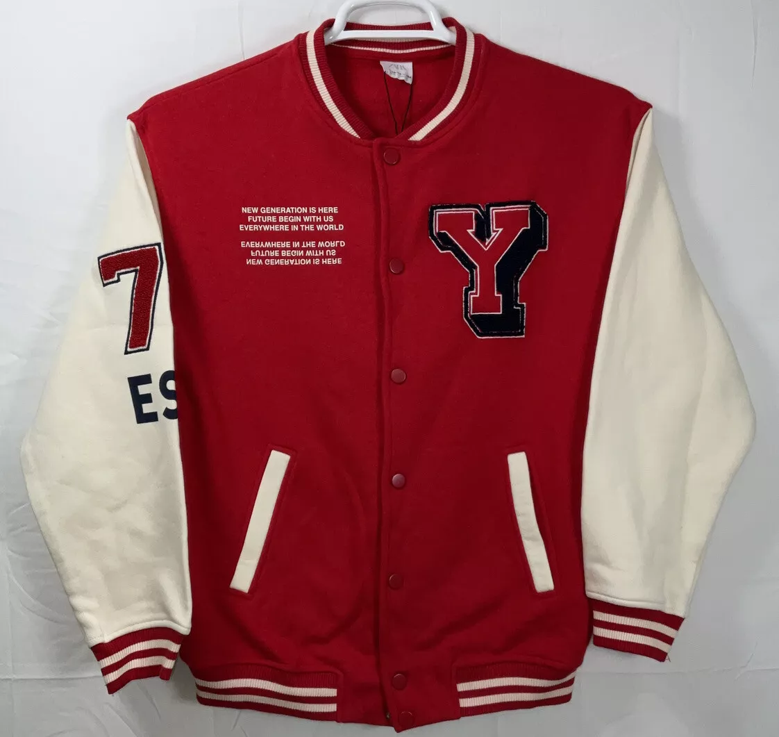 NWT Unisex ZARA Red Varsity Jacket Snap Best Mood New Generation