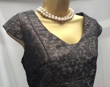 New Next Size 8 Petite Damask Print Gold Black Pencil Shape Glitter Evening Dres