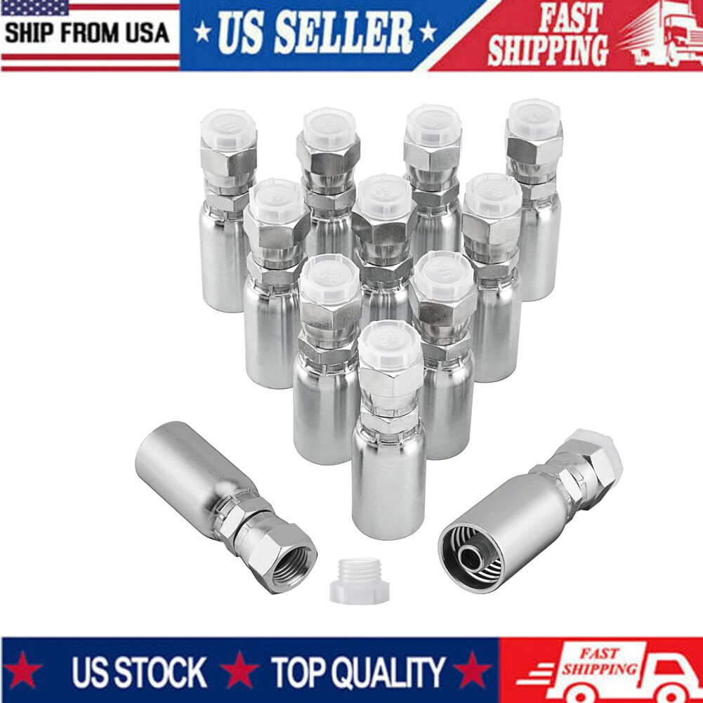 12pcs 3/8" Hose x 3/8" JIC 37° Female Hydraulic Hose End Swivel Crimp Fitting