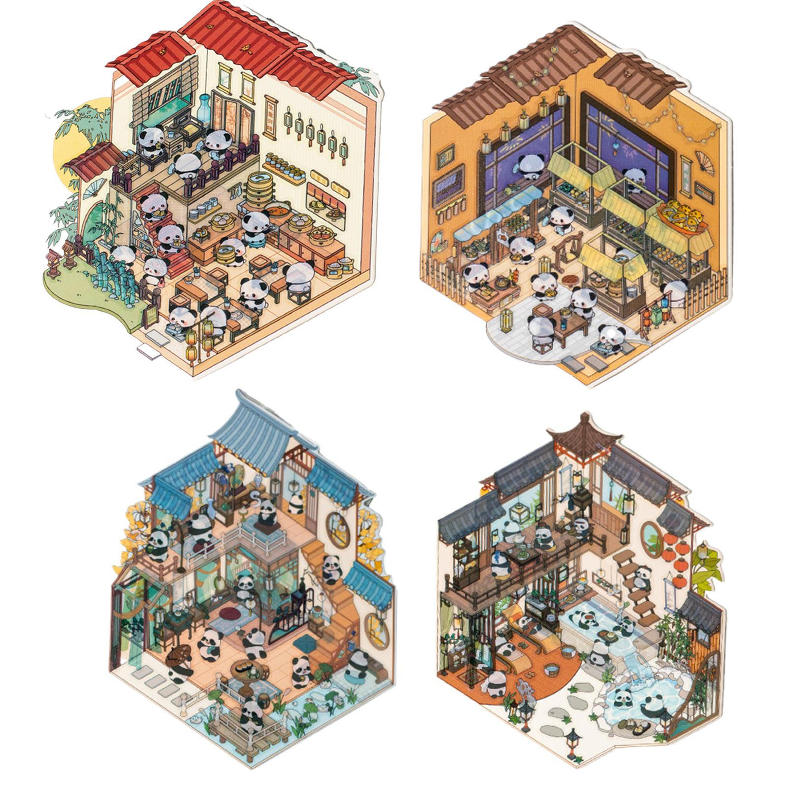 1/4xHouse Stickers Creative Miniature Scenes Visual 3D Stacking Three-dimensiona