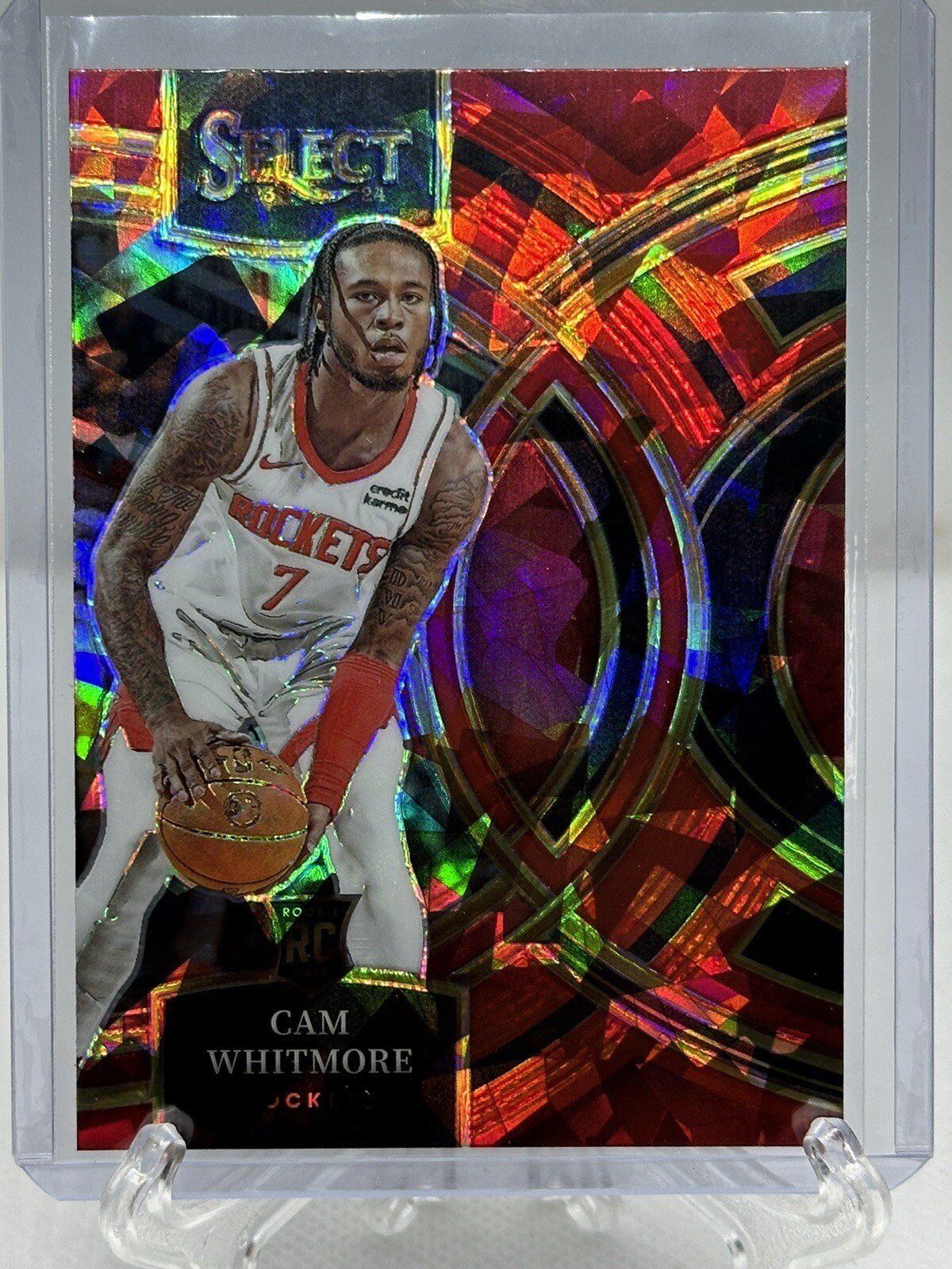 2023-24 Select RED CRACKED ICE Premier Level PRIZM RC Cam Whitmore Color match!