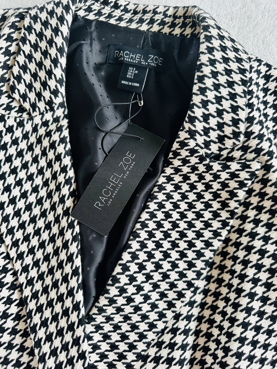 Rachel Zoe Womens Black White Houndstooth Print Designer