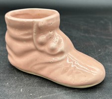 Vintage MCM Baby Shoe Ceramic Pink Figurine Planter Vase Baby 4.5"